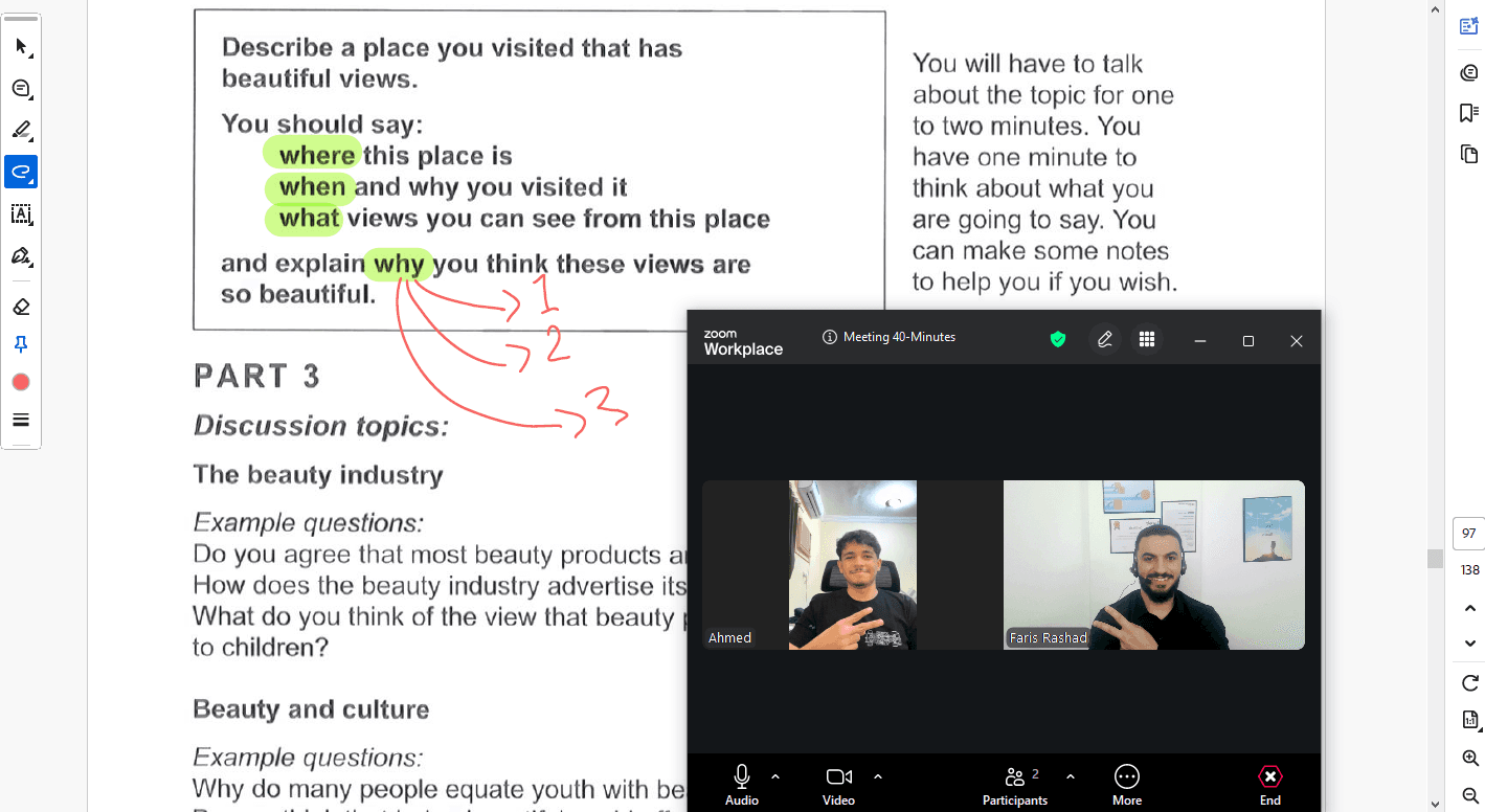 IELTS test prep shared screen screenshot